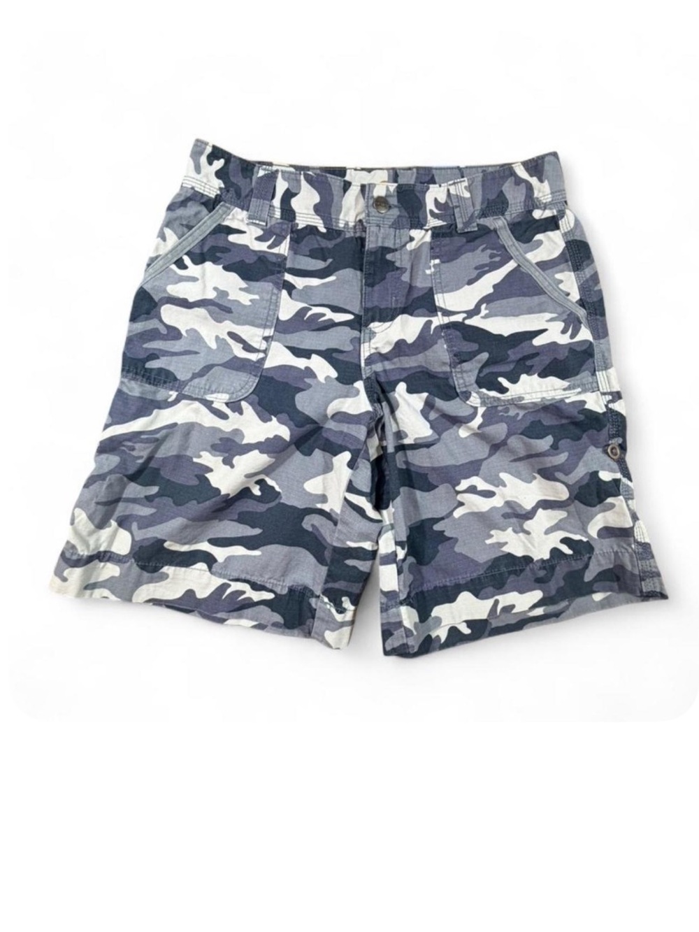 Carhartt Blue Gray Camo Cargo Shorts Womens Size 6 Relaxed Fit Utility